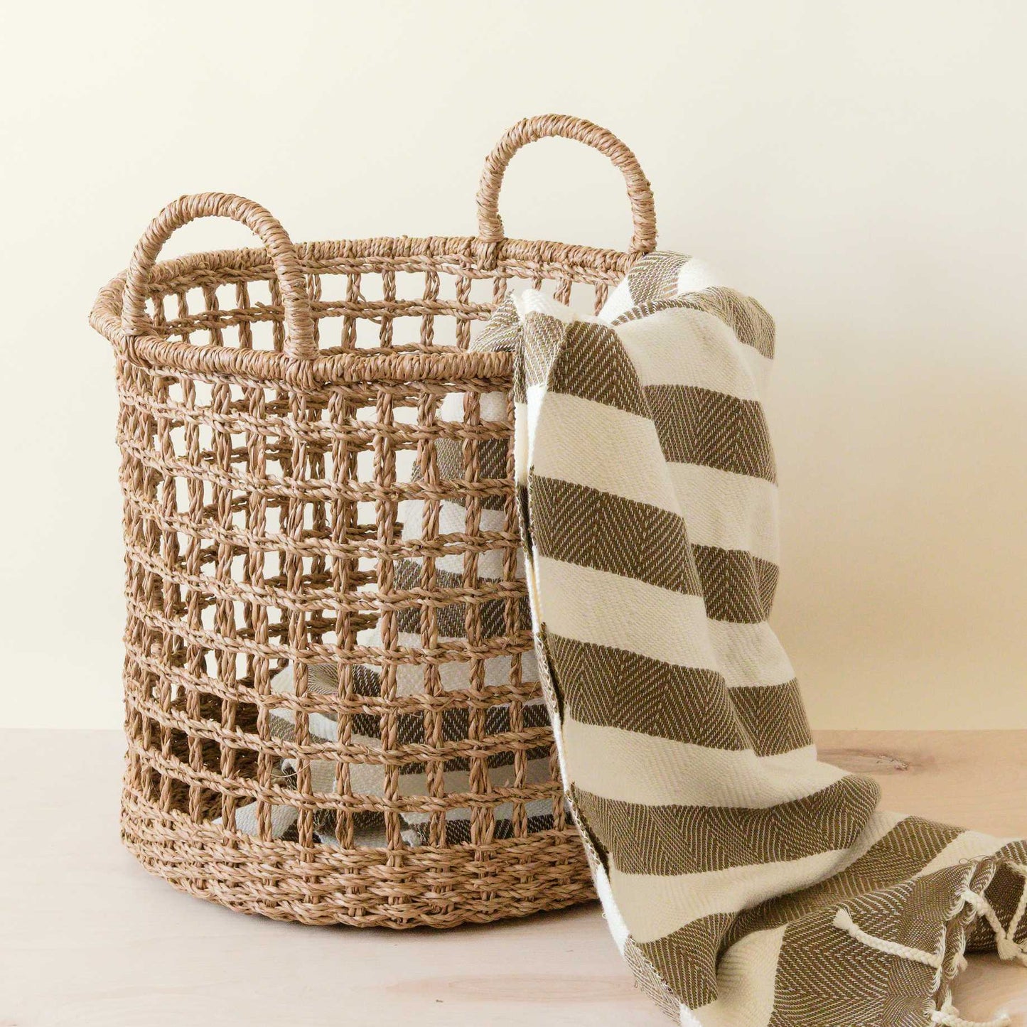Open Weave Baskets with Handle, set of 3 - Storage Baskets |
