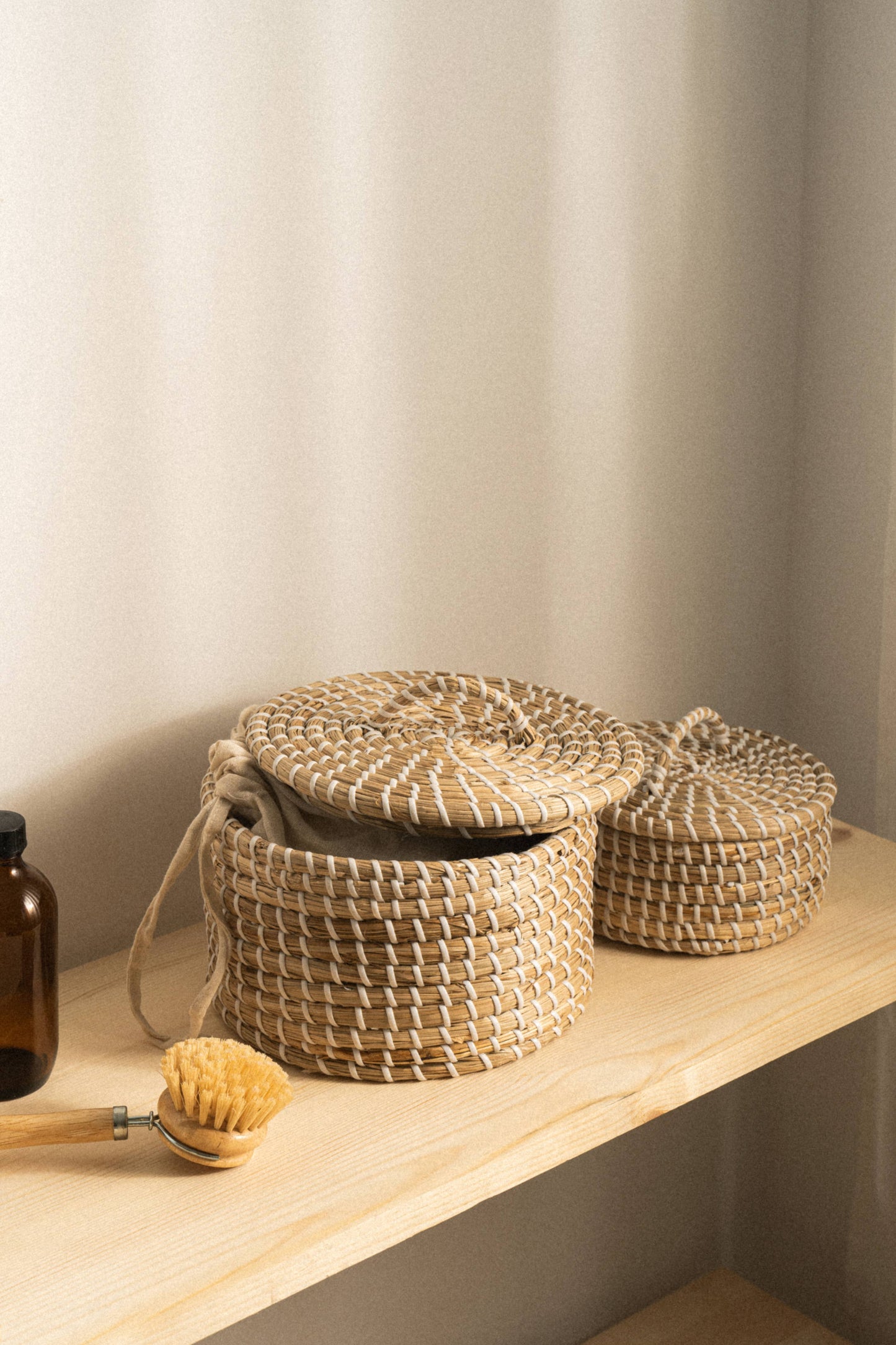 Set of 2 Medina Seagrass Woven Canister