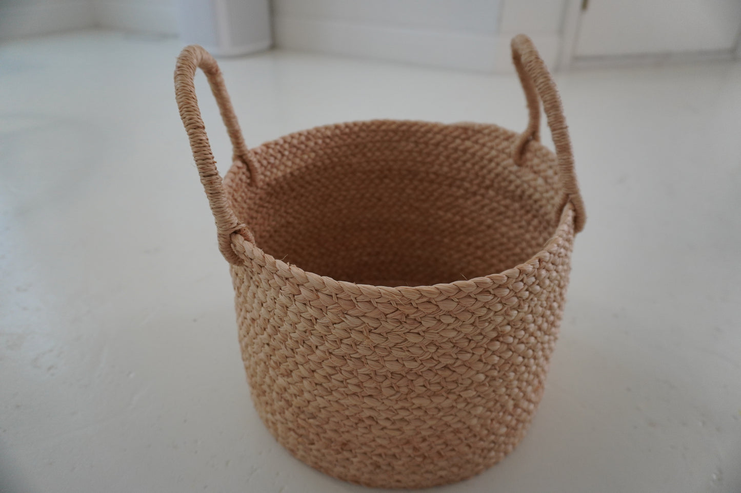 Small Braided Raffia Basket Natural
