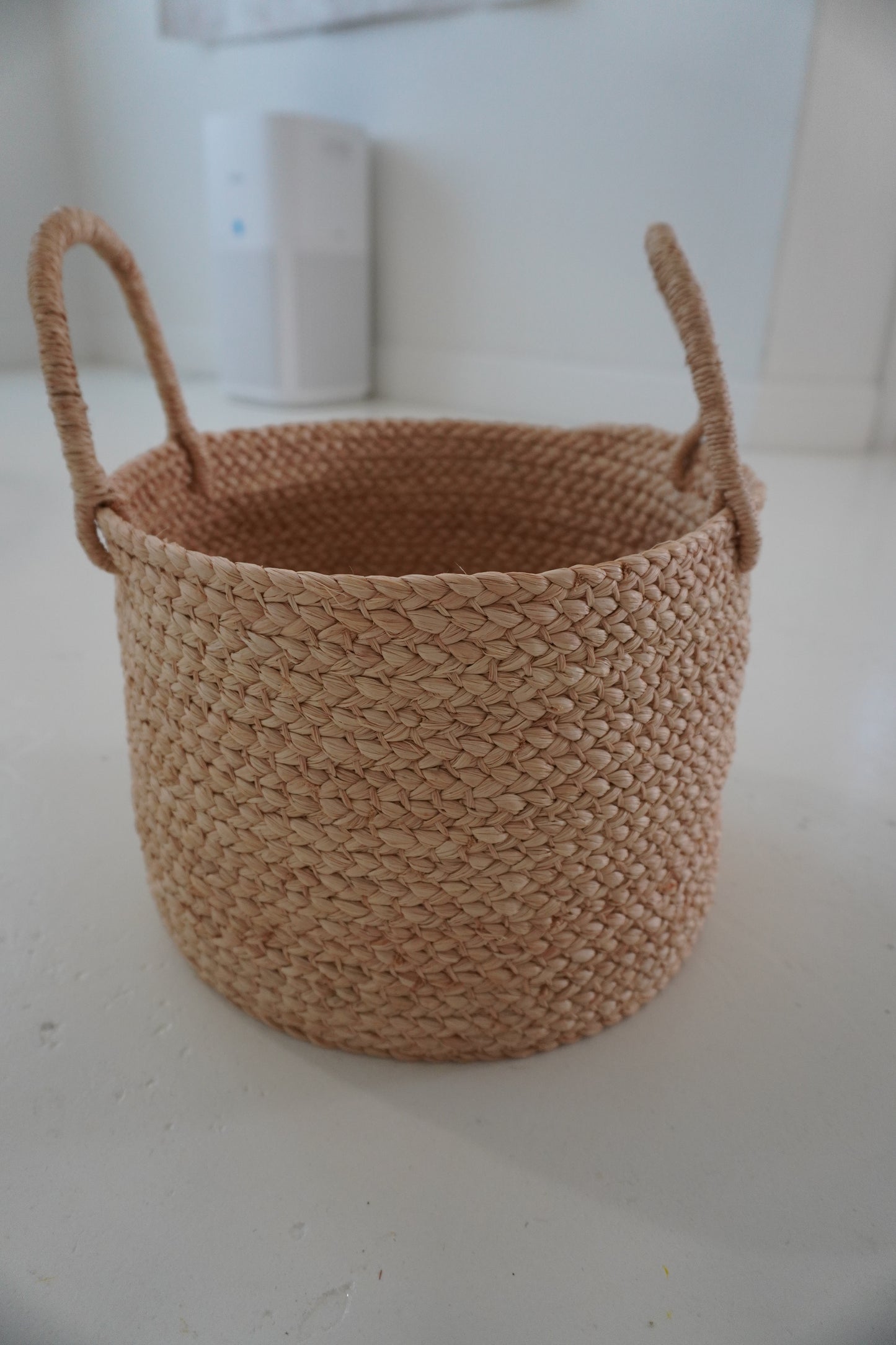 Small Braided Raffia Basket Natural