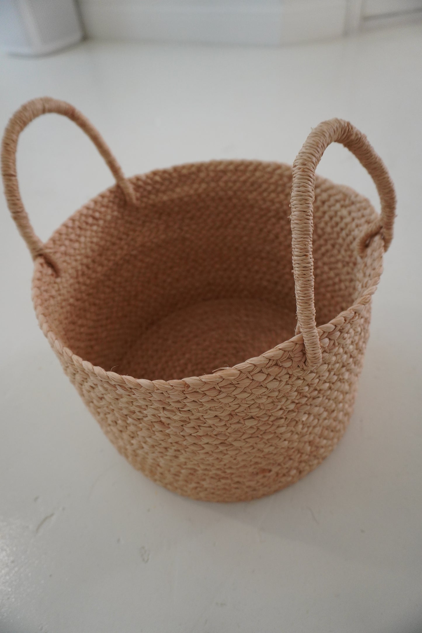 Small Braided Raffia Basket Natural