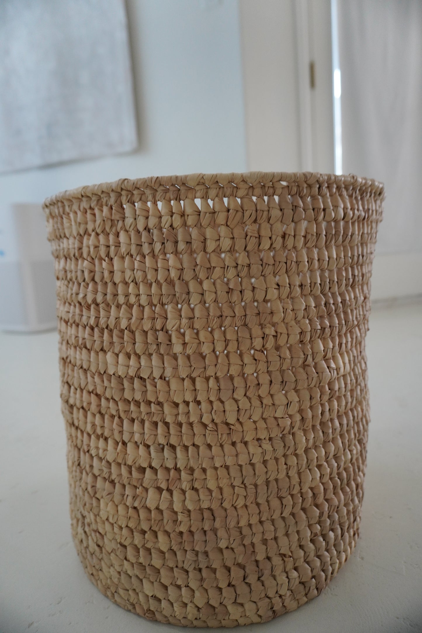 Large Open Weave Palm Leaf Basket