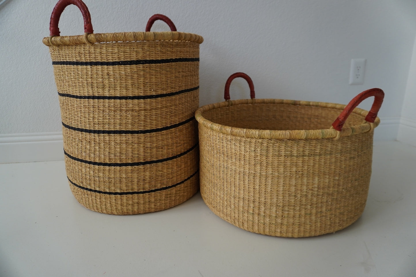 Kwasi Short Hamper Basket - Natural Handle