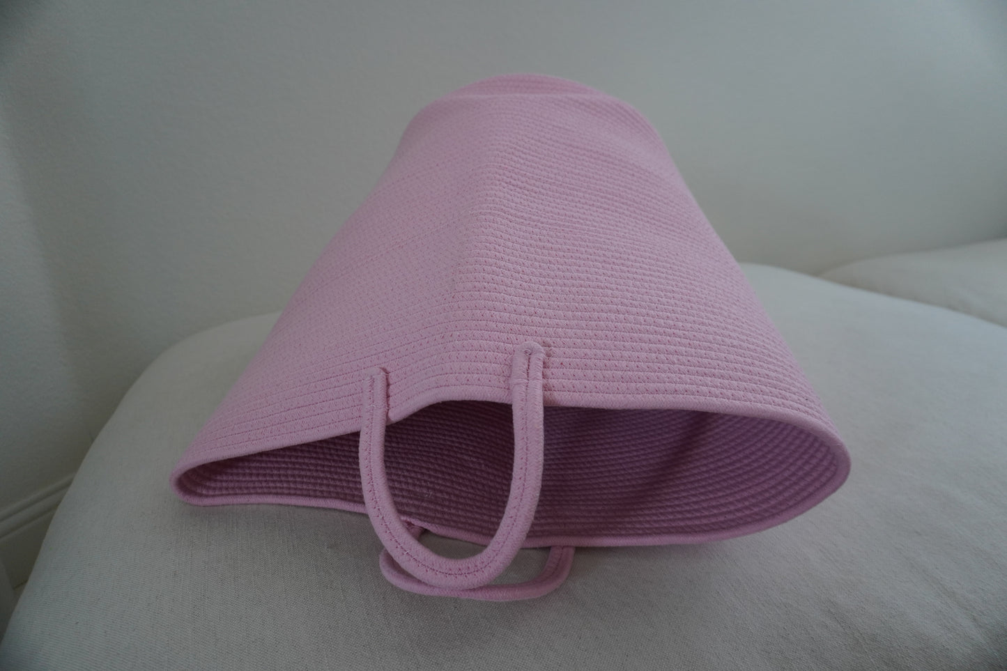 Cotton Rope laundry basket- Pink, washable