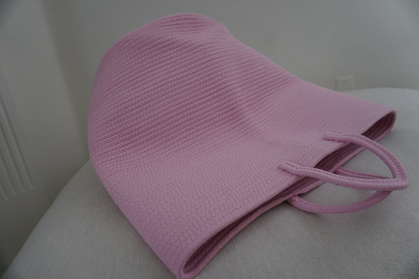Cotton Rope laundry basket- Pink, washable