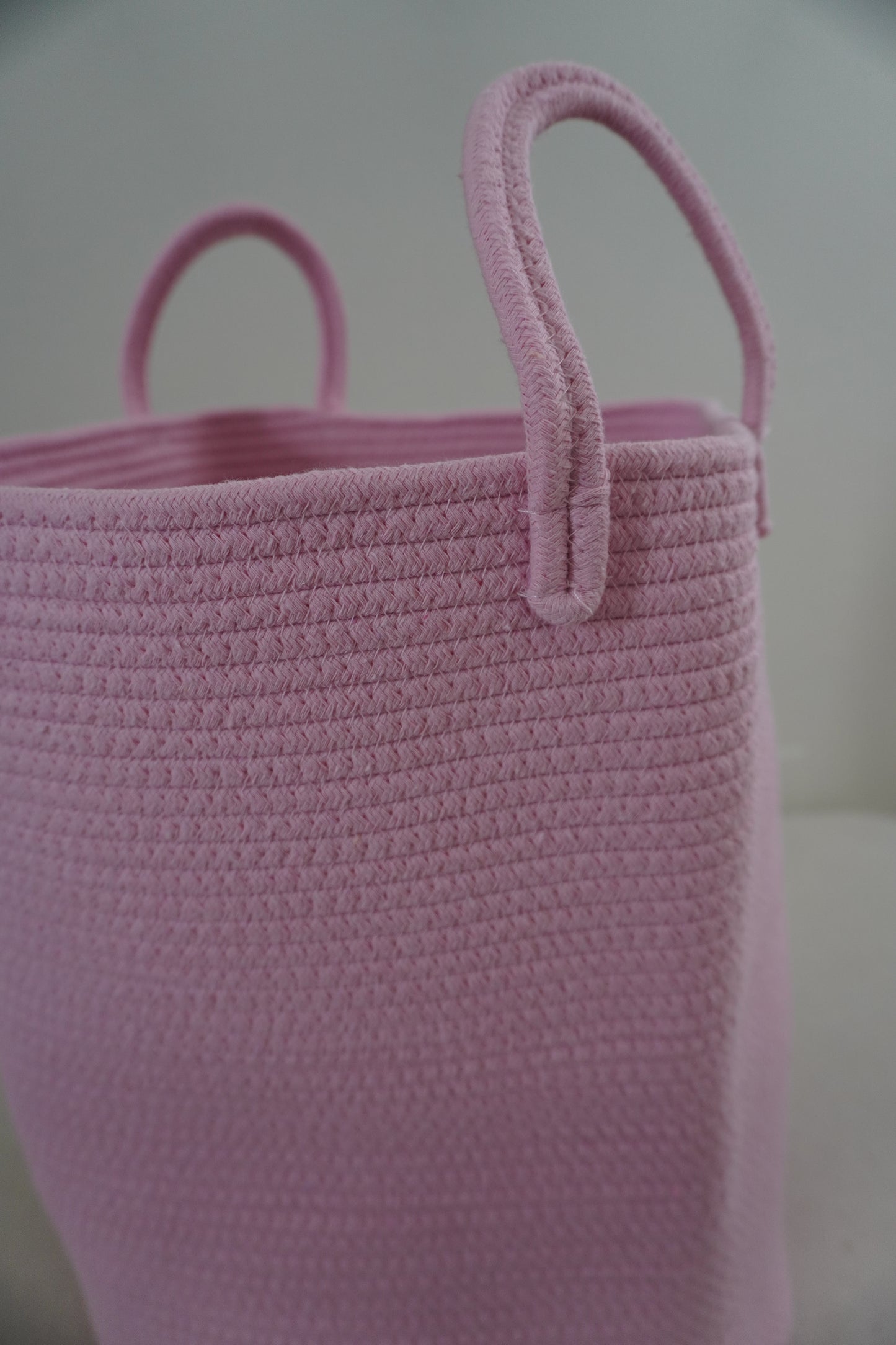 Cotton Rope laundry basket- Pink, washable