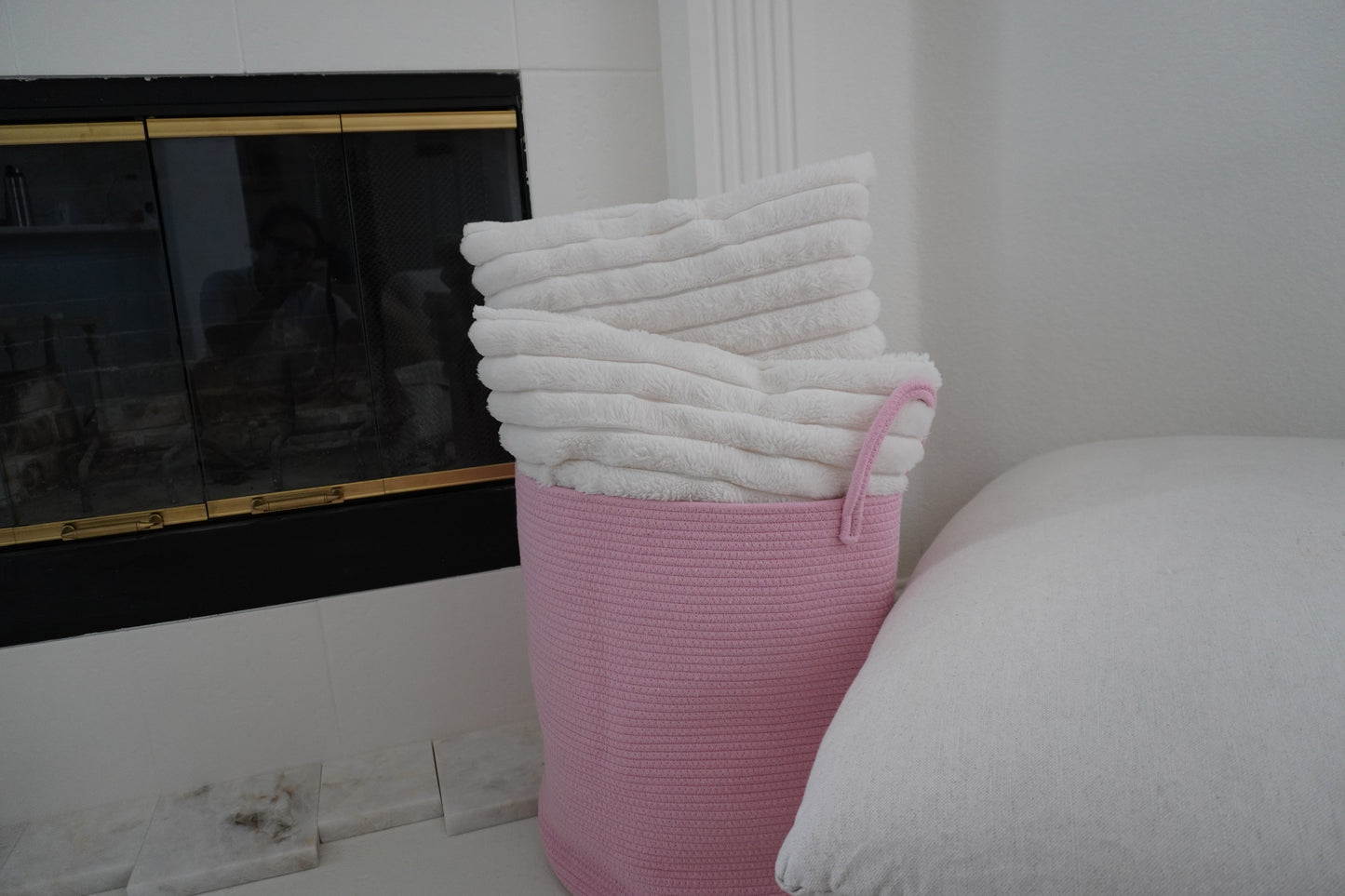 Cotton Rope laundry basket- Pink, washable