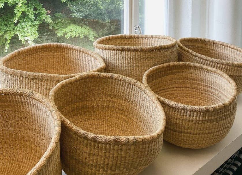 African Round Storage Bolga Ghana Woven Basket -Large