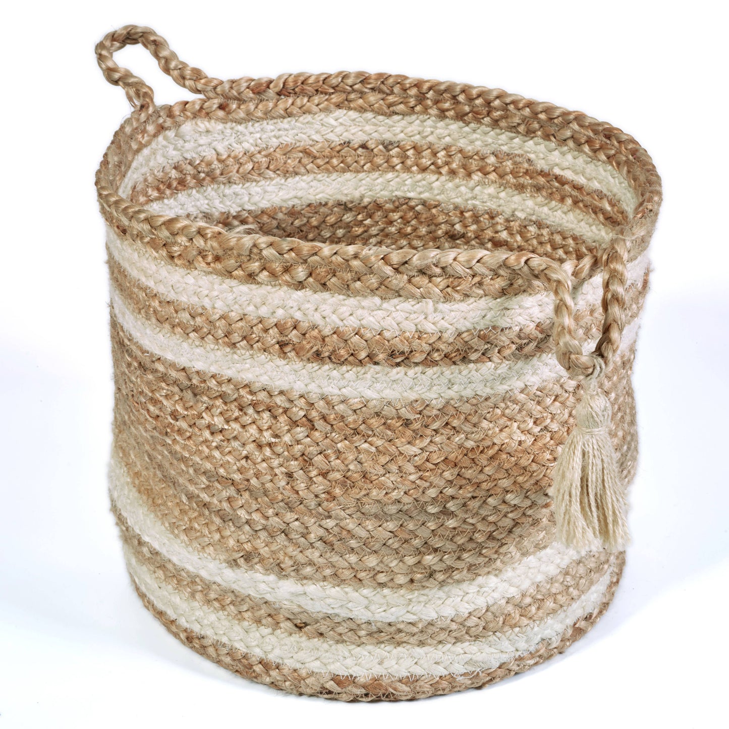 Montego Striped Natural Jute Decorative Storage Basket