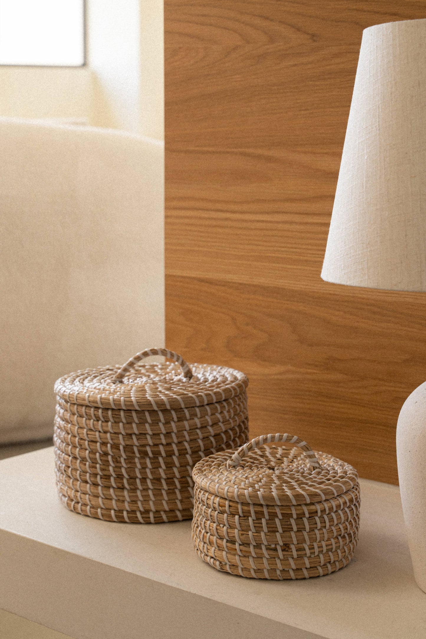 Set of 2 Medina Seagrass Woven Canister