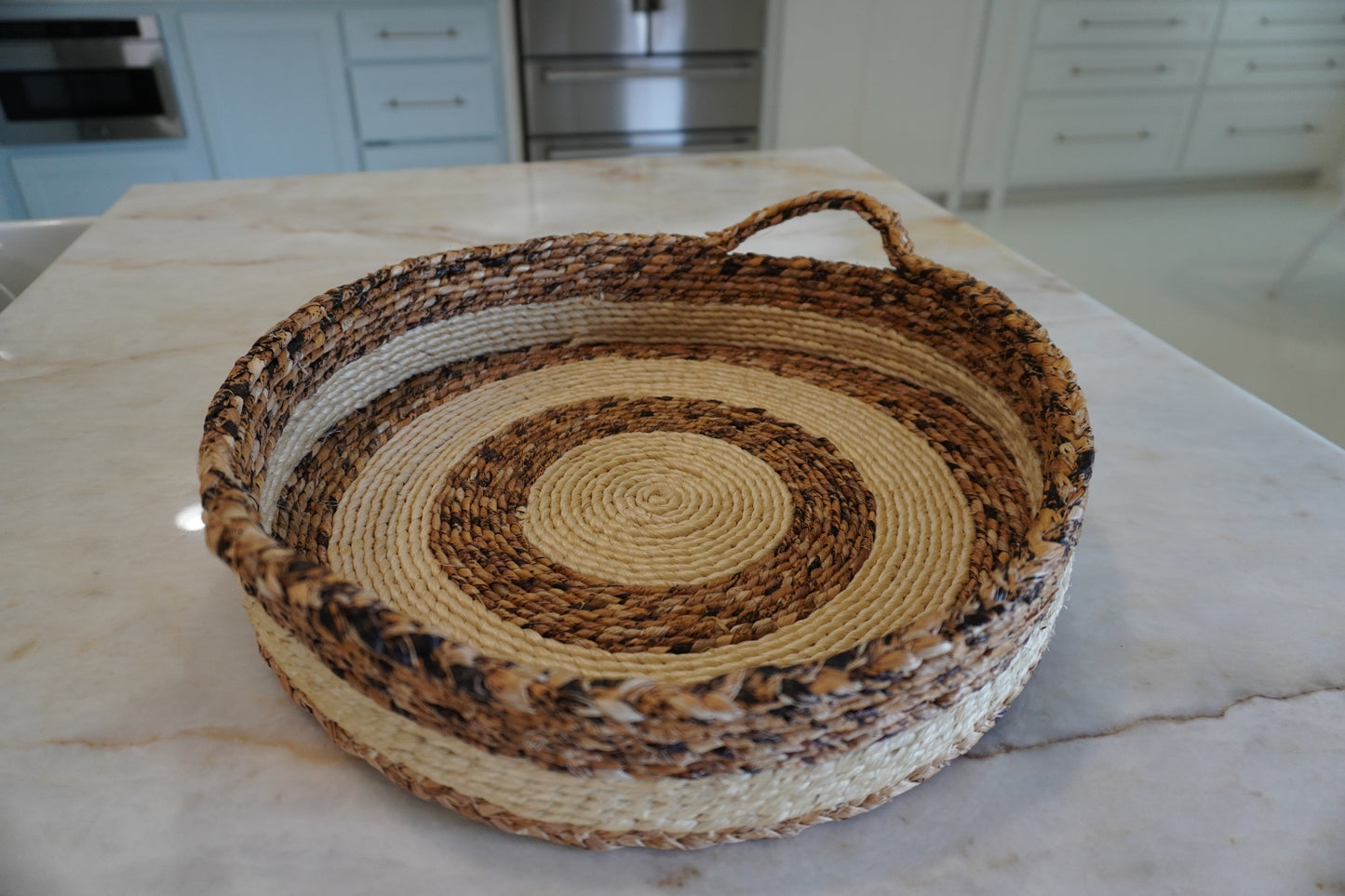 Banana Leaf and Sisal Double Handle Tray