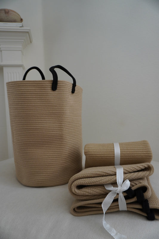 Cotton Rope- Lightweight Tan/Blk Handles